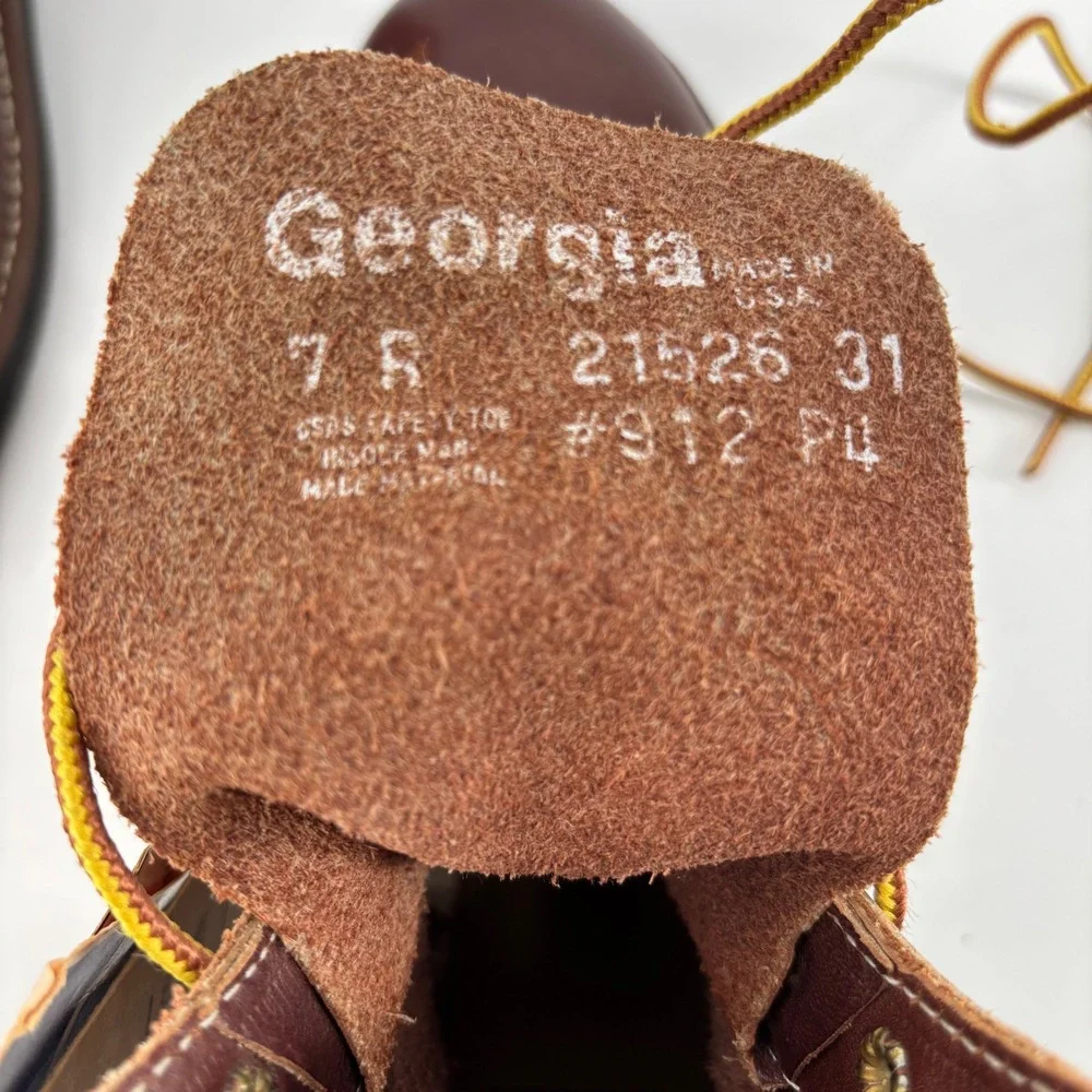 VTG Deadstock Georgia Boot‎ Carbo-Tec Mens Steel Toe Leather Made in USA 7 NWT